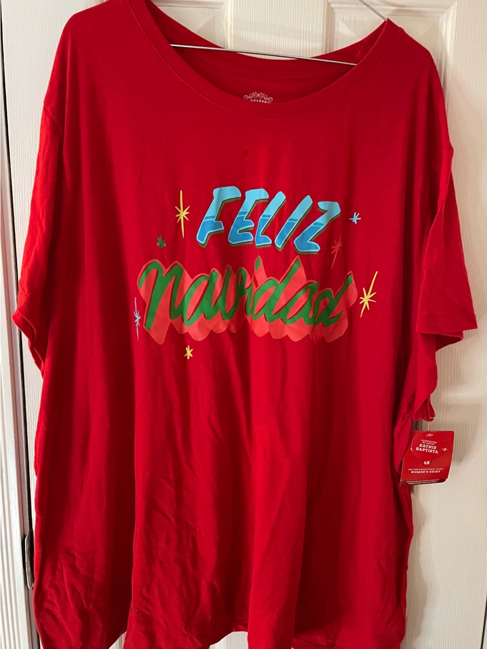 Feliz Navidad Womens Plus 4X Sleep shirt Red Graphic Tee NWT